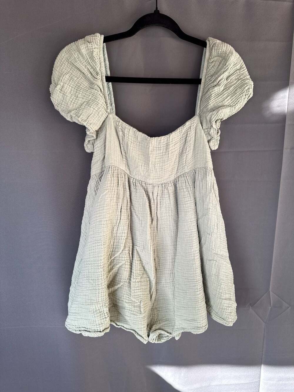 Princess Polly Lorna Romper in Sage Green Muslin, Size US 6